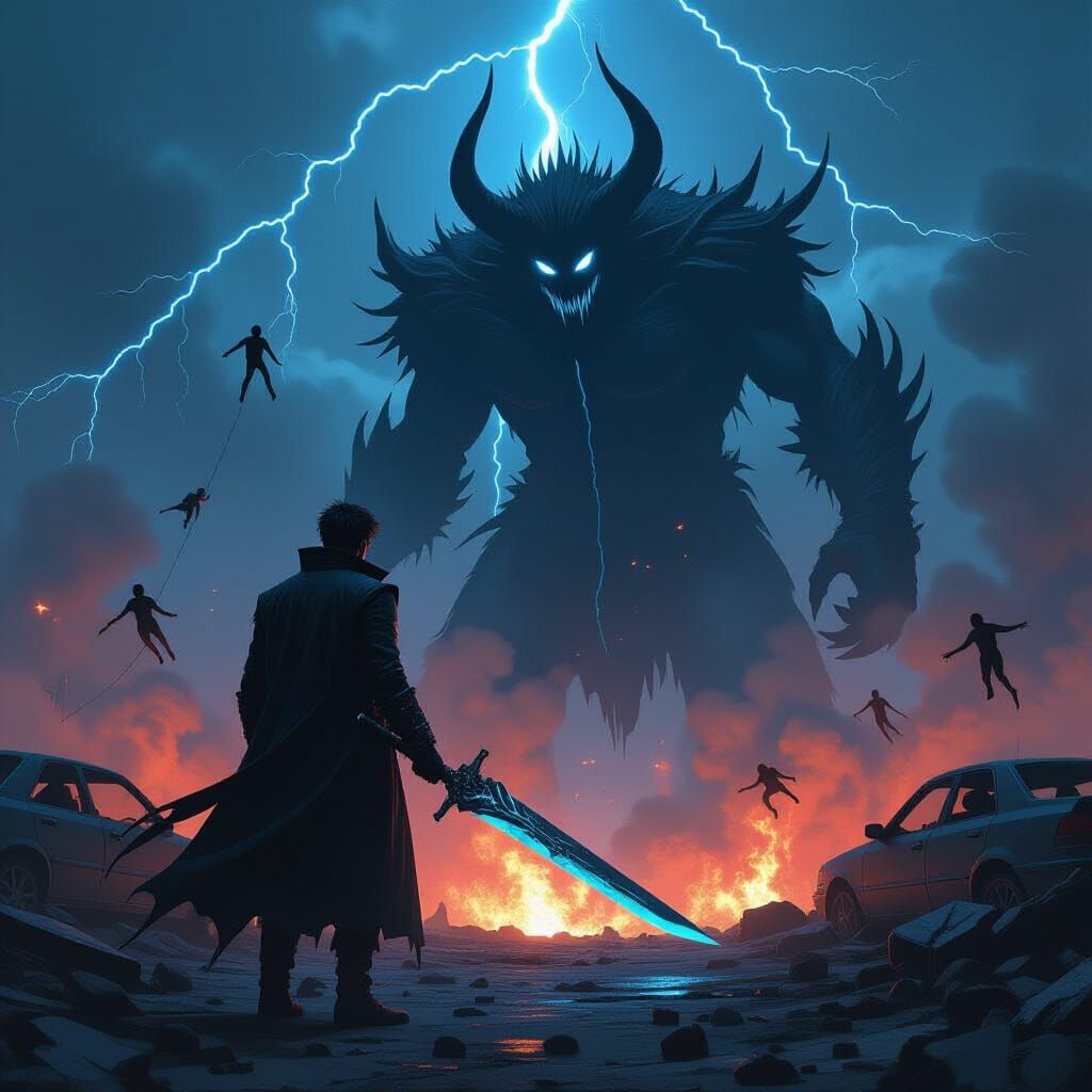 Dark Fantasy Battle: Man vs Shadow Demon