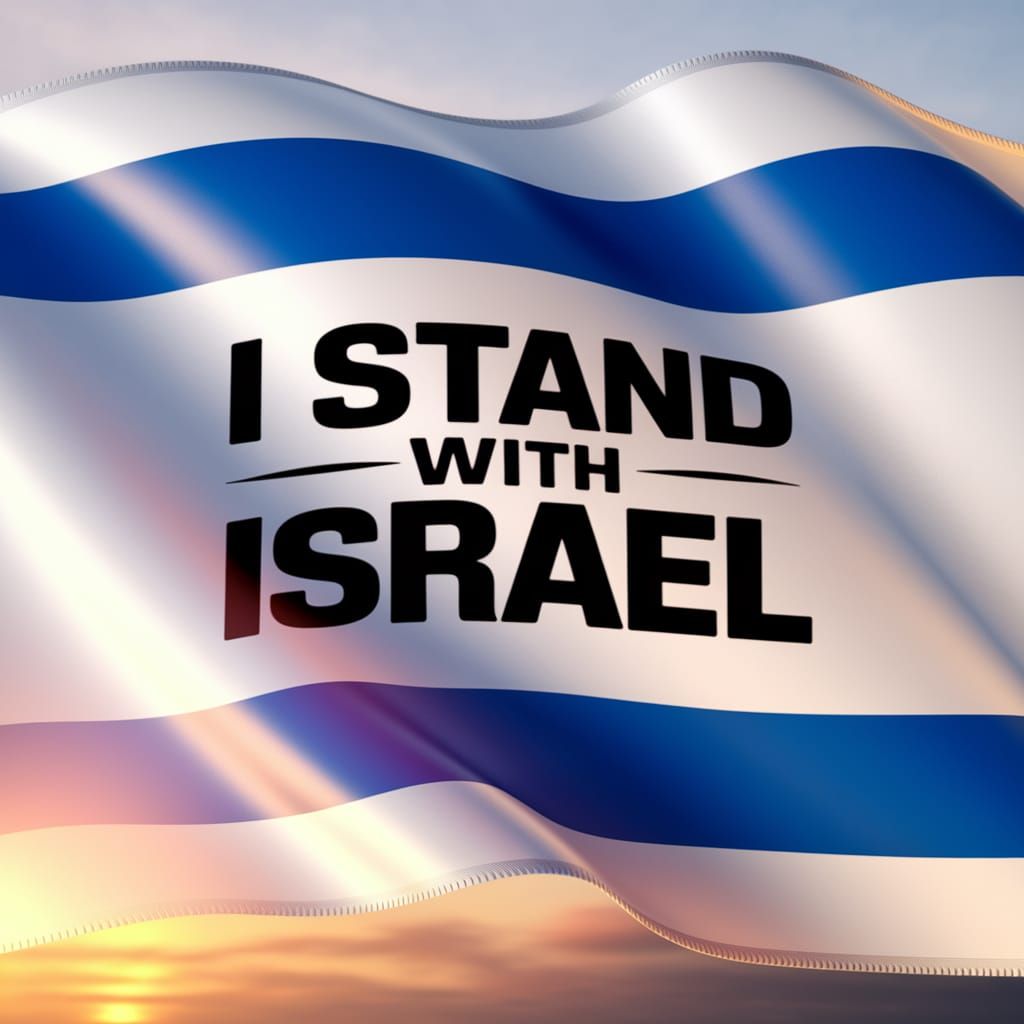 Israel Flag with Patriotic Message in 3D Rendering