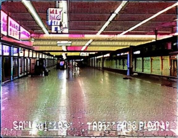 Train Station at Night in Retro VHS Style