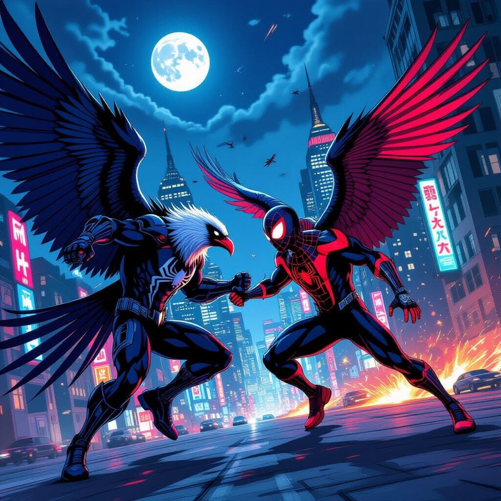 Miles Morales Fights Vulture in Dynamic Comic Art Style