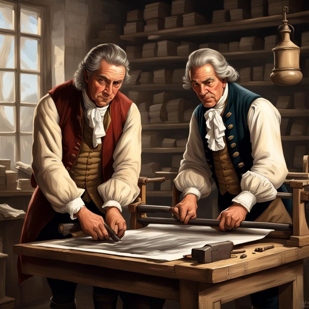 Historic Printers in Colonial Era Newsroom