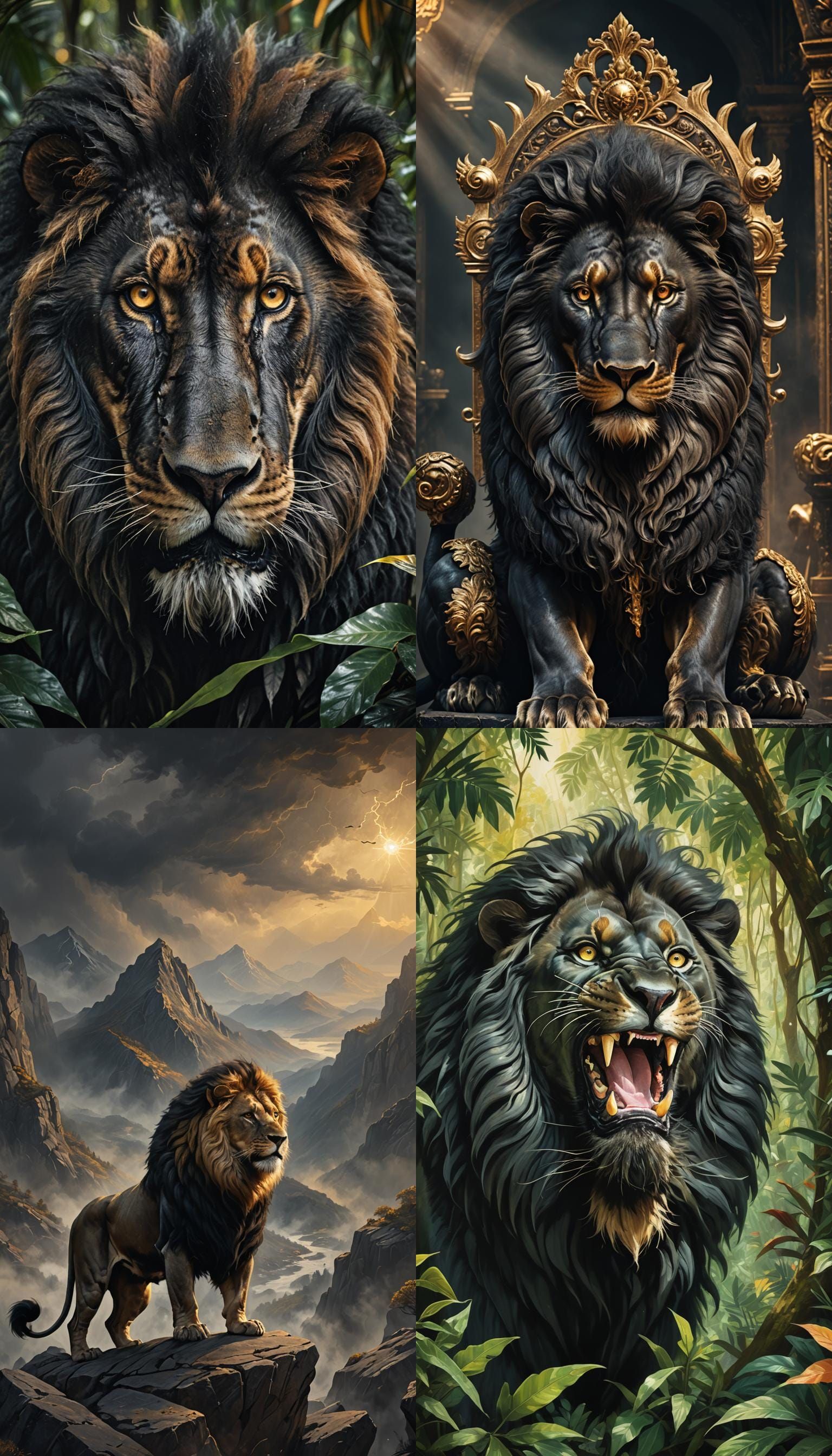 Regal Ebony Lion Portrait