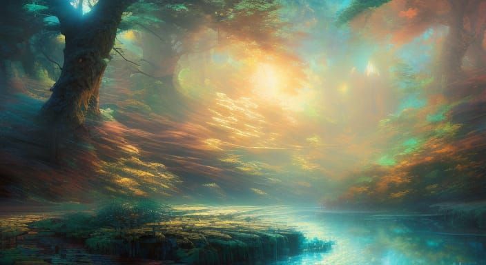 Hyperdetailed Fantastical Forest in Anime-Style Digital Art