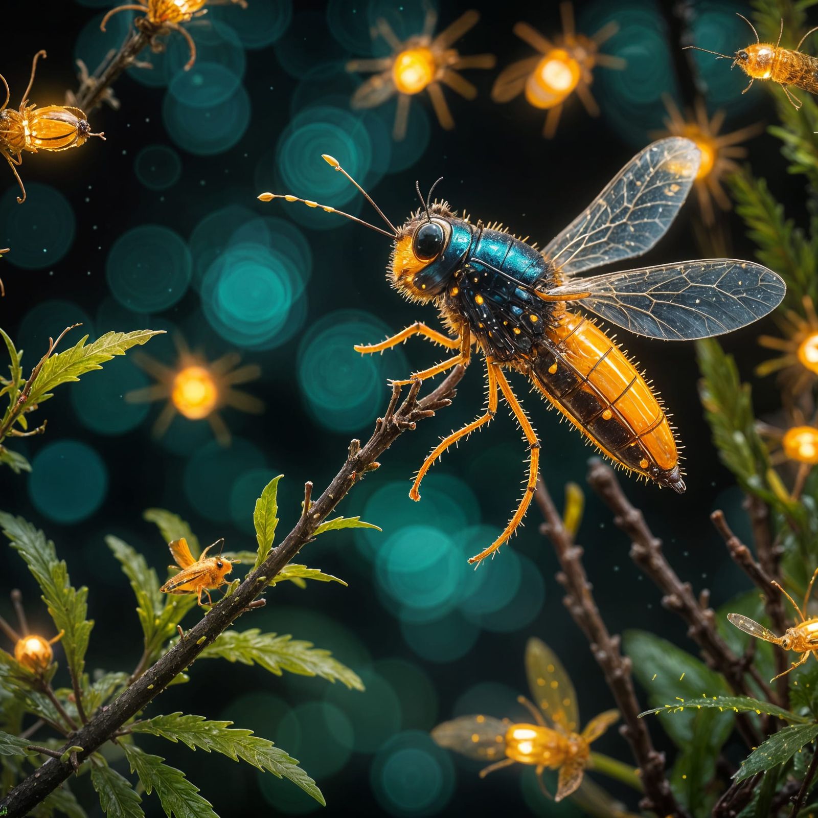 Luminescent Firefly in Magical Forest: Macro Photography