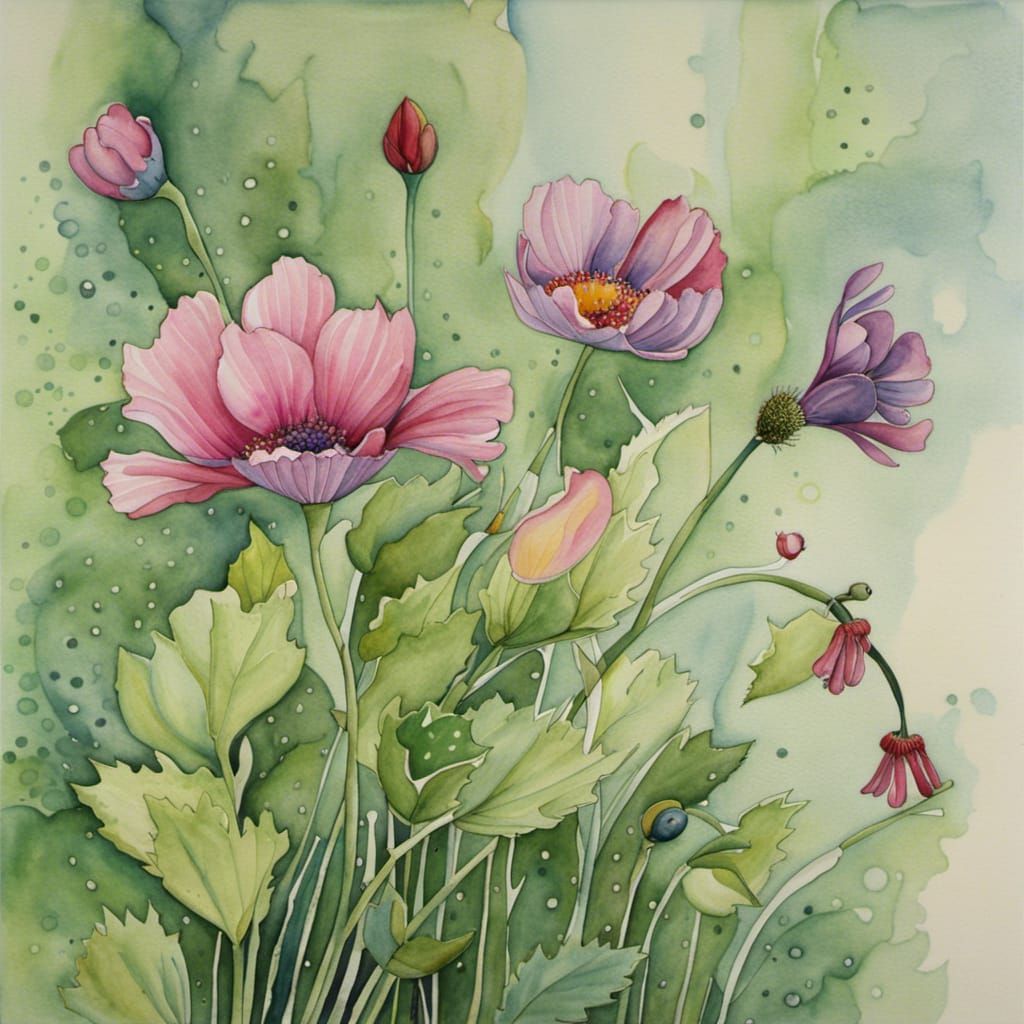 Delicate Botanical Watercolors Inspired by Art Nouveau