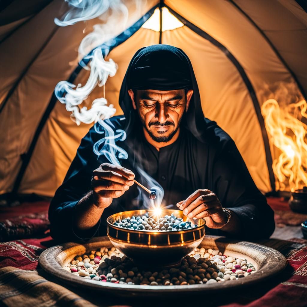 Mystical Smoke Ascends in a Desert Oasis