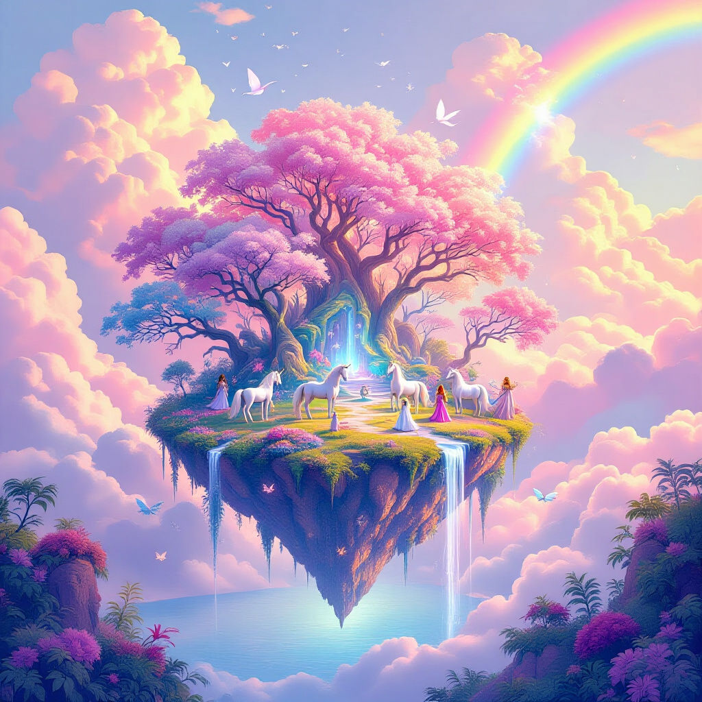 Enchanted Rainbow Forest with Mythical Creatures