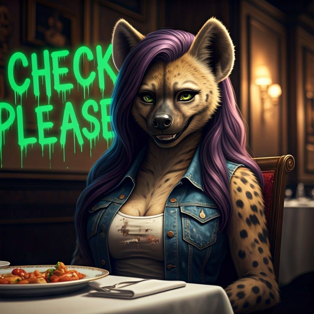 Rebellious She-Hyena Requests Check in Elegant Restaurant Se...