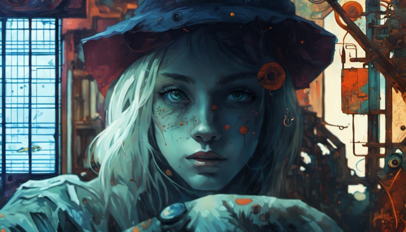 Eco Hacker Girl in Wonderland: A Macabre Biopunk Portrait