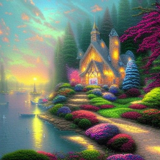 Dreamy Ethereal Village in Whimsical Fantasy Landscapes