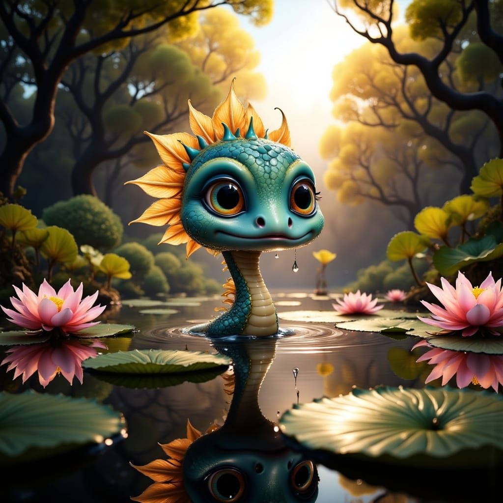 Dreamy Water Goddess in Whimsical Forest