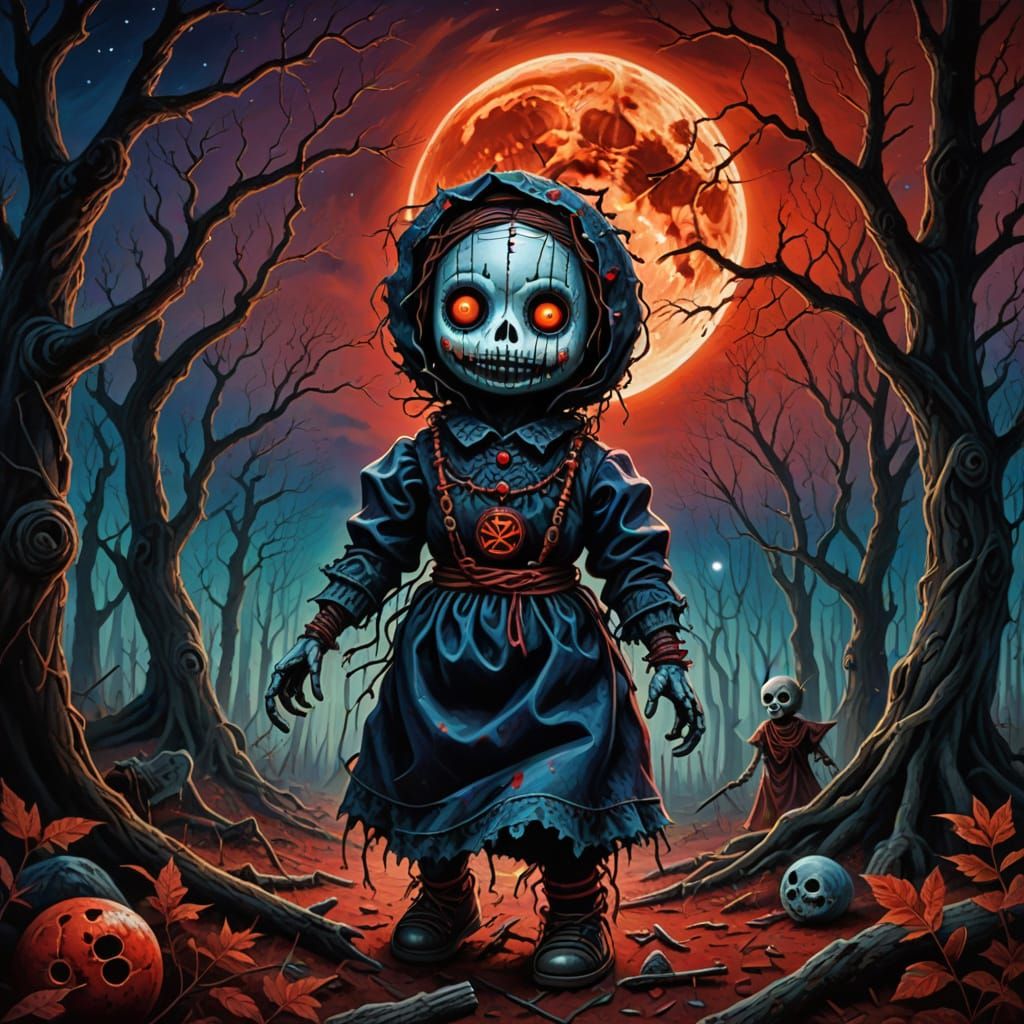 Ghastly Voodoo Doll in Haunted Forest