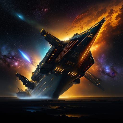 Sleek Space Cruiser Soars Across the Frame in Epic Sci-Fi St...
