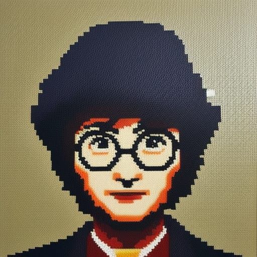 Harry Potter Pixel Art Impasto Acrylic Painting