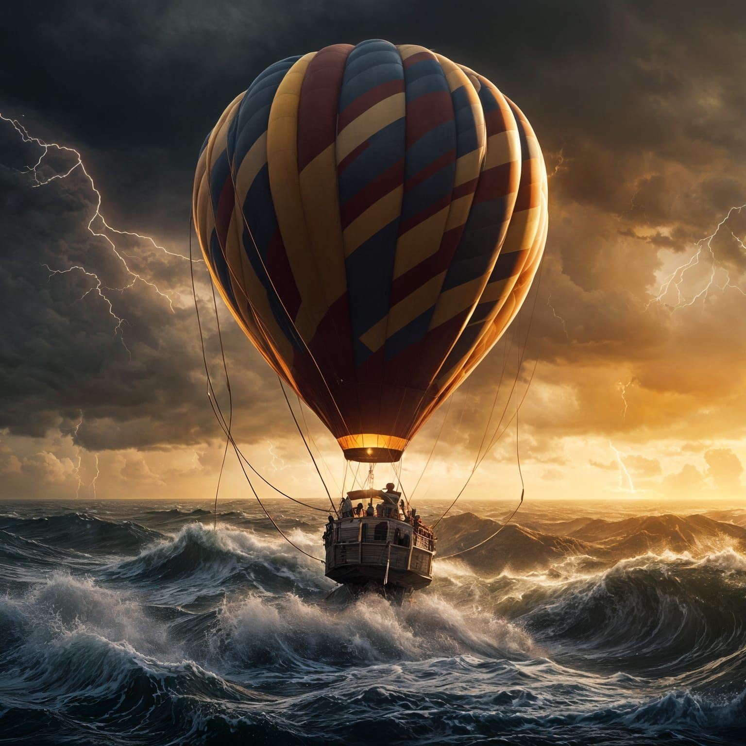 Massive Hot Air Balloon Fights Hurricane in Dramatic Sky
