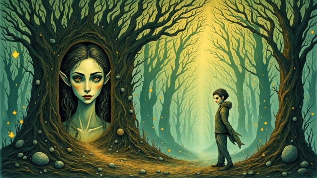 Enchanted Fairy-Tale Forest Portal in Watercolour