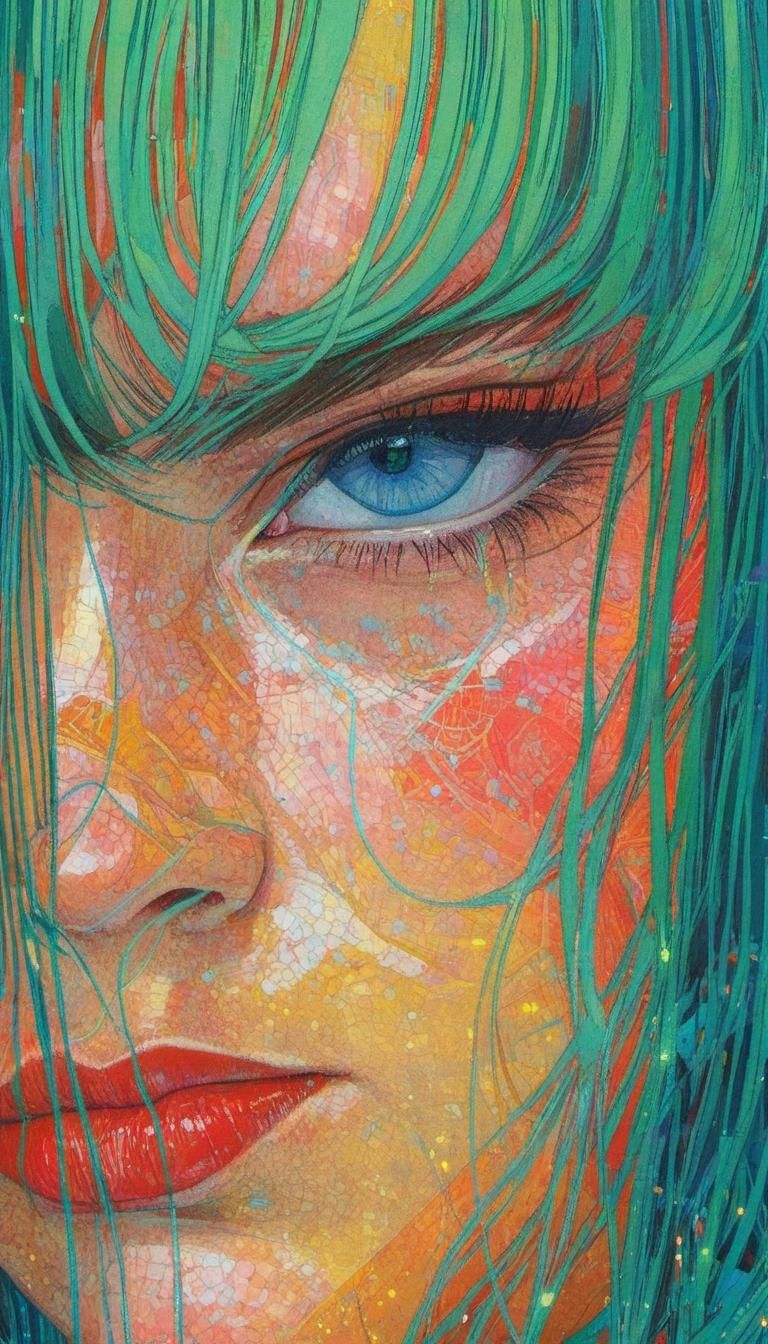 Cyberpunk Eye in Vibrant Post-Impressionist Style