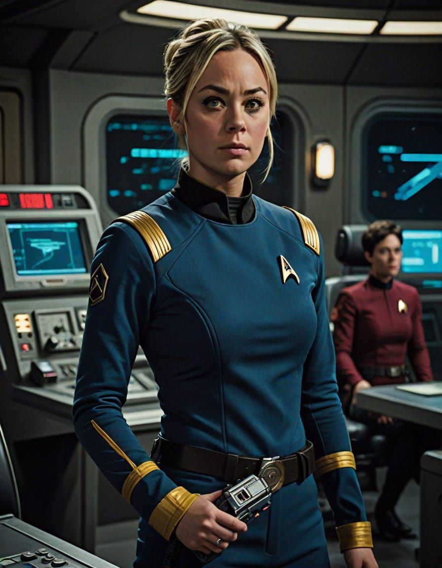 Kaley Cuoco as Penny in Star Trek Female Uniform, Phaser and...