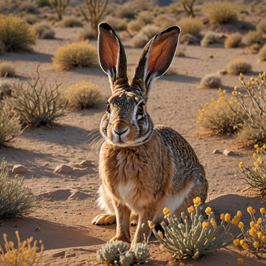 Vibrant Desert Jackrabbit Portrait in Earthy Tones