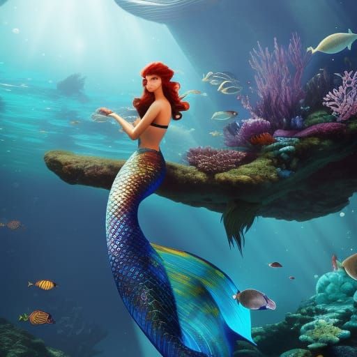 Luminous Mermaid Reigns Over Enchanted Underwater Metropolis
