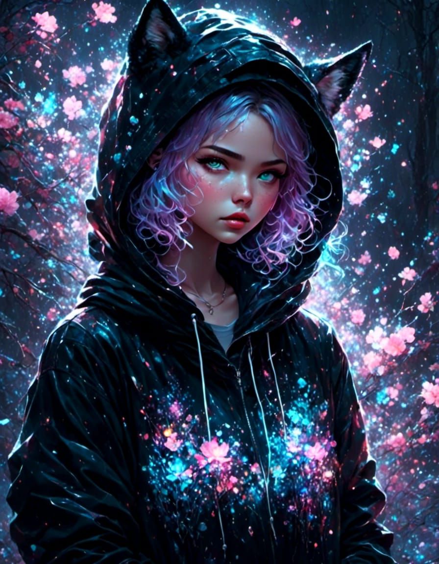 Hyperreal Girl in Hoodie Portrait
