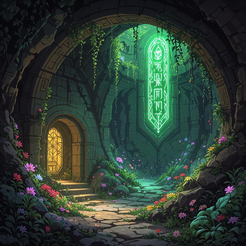 Ancient Underground Base With Floral Overgrowth