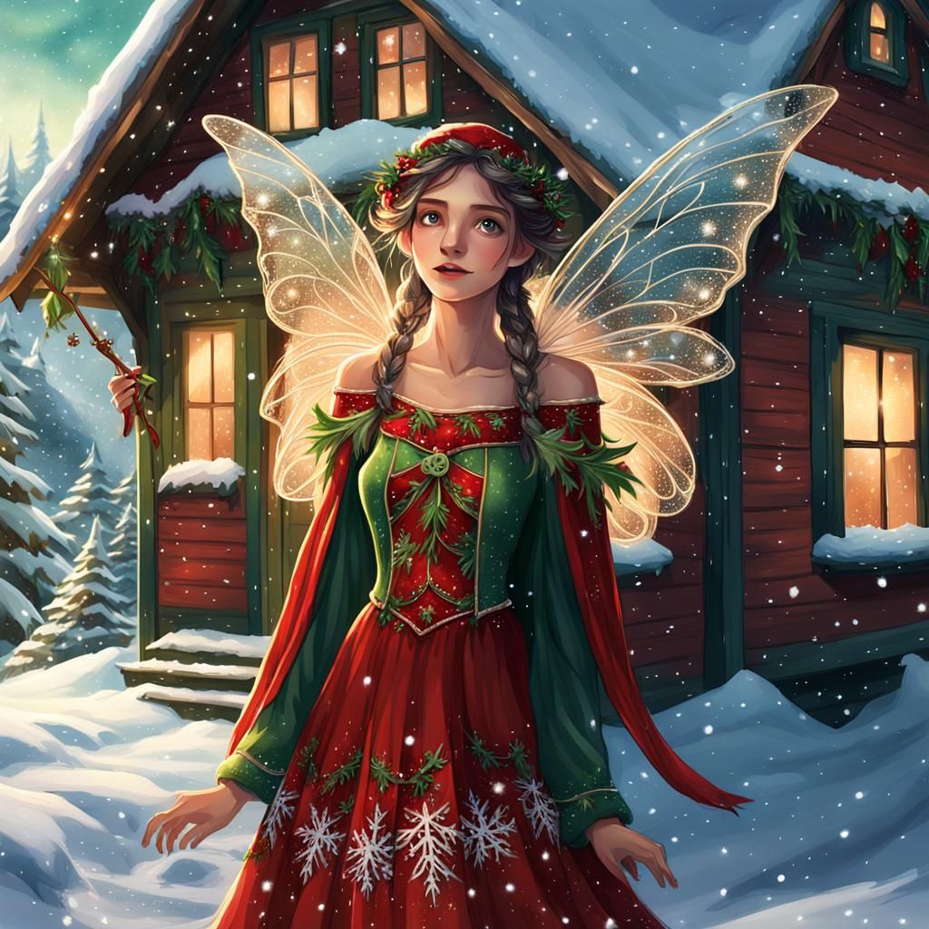 Whimsical Christmas Fantasy Scene in Deep Color