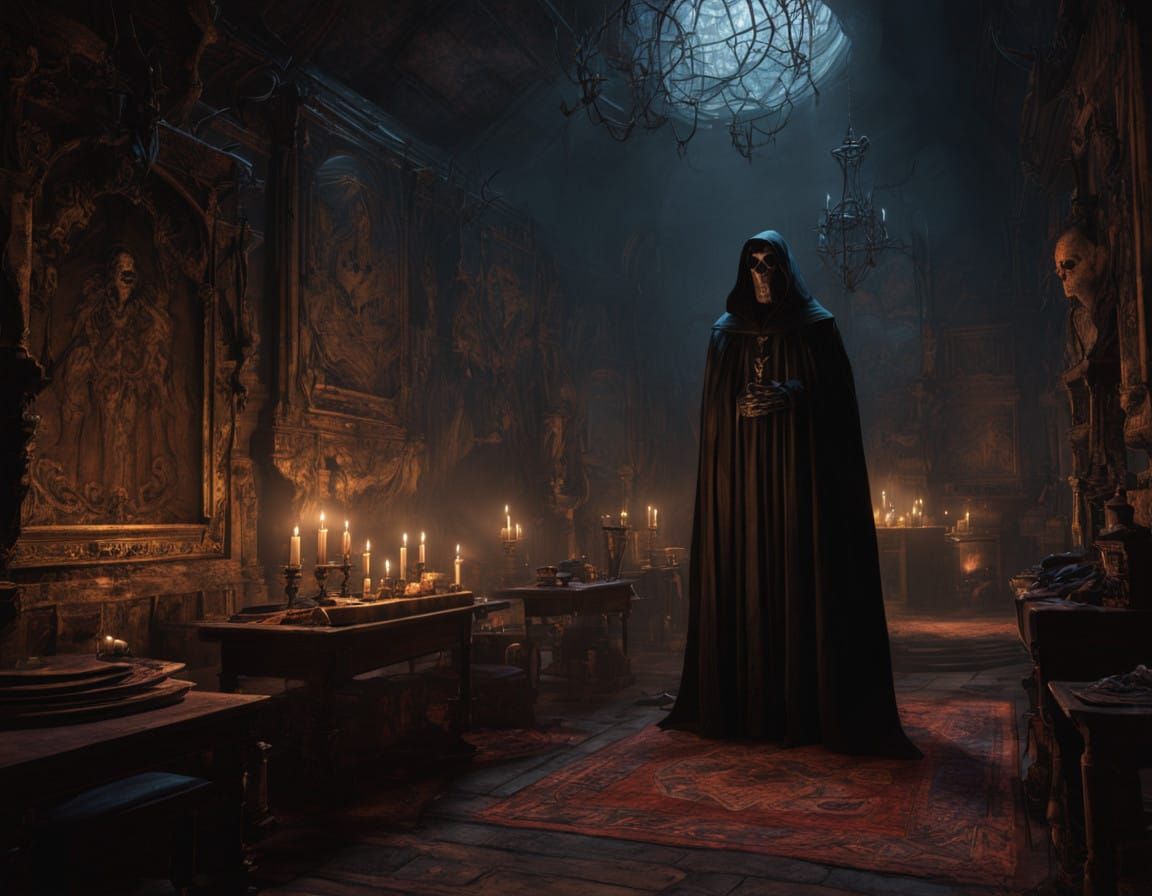 Eerie, Dark, and Foreboding, a Dreamlike Scene in Cel-Shaded...