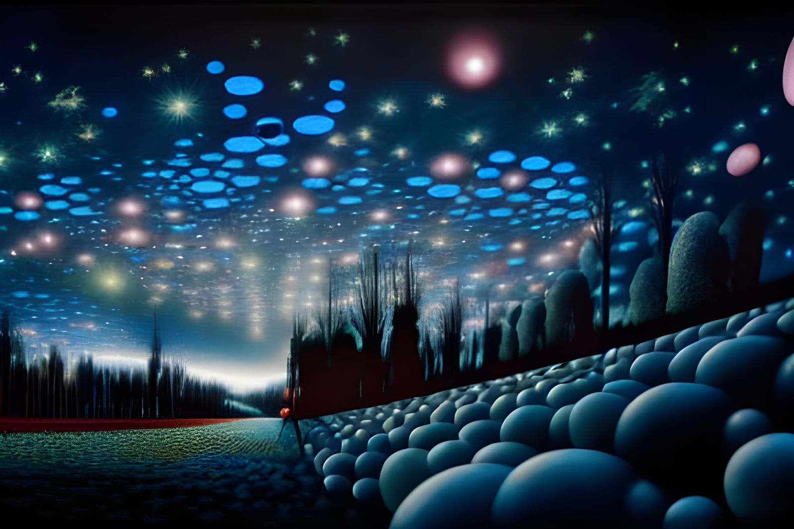 Surreal Film Noir Night Sky Scene