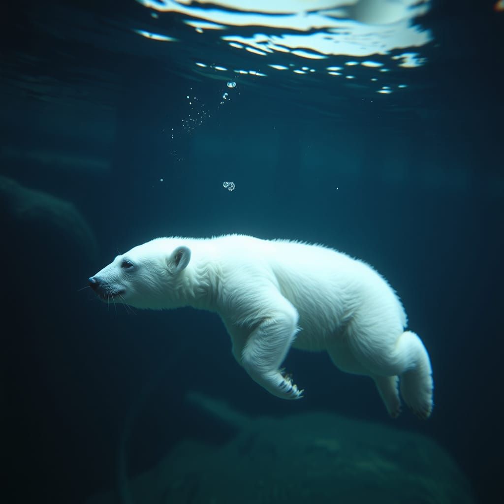 Epic Ice Bear Family Swimming in Cinematic Film Still