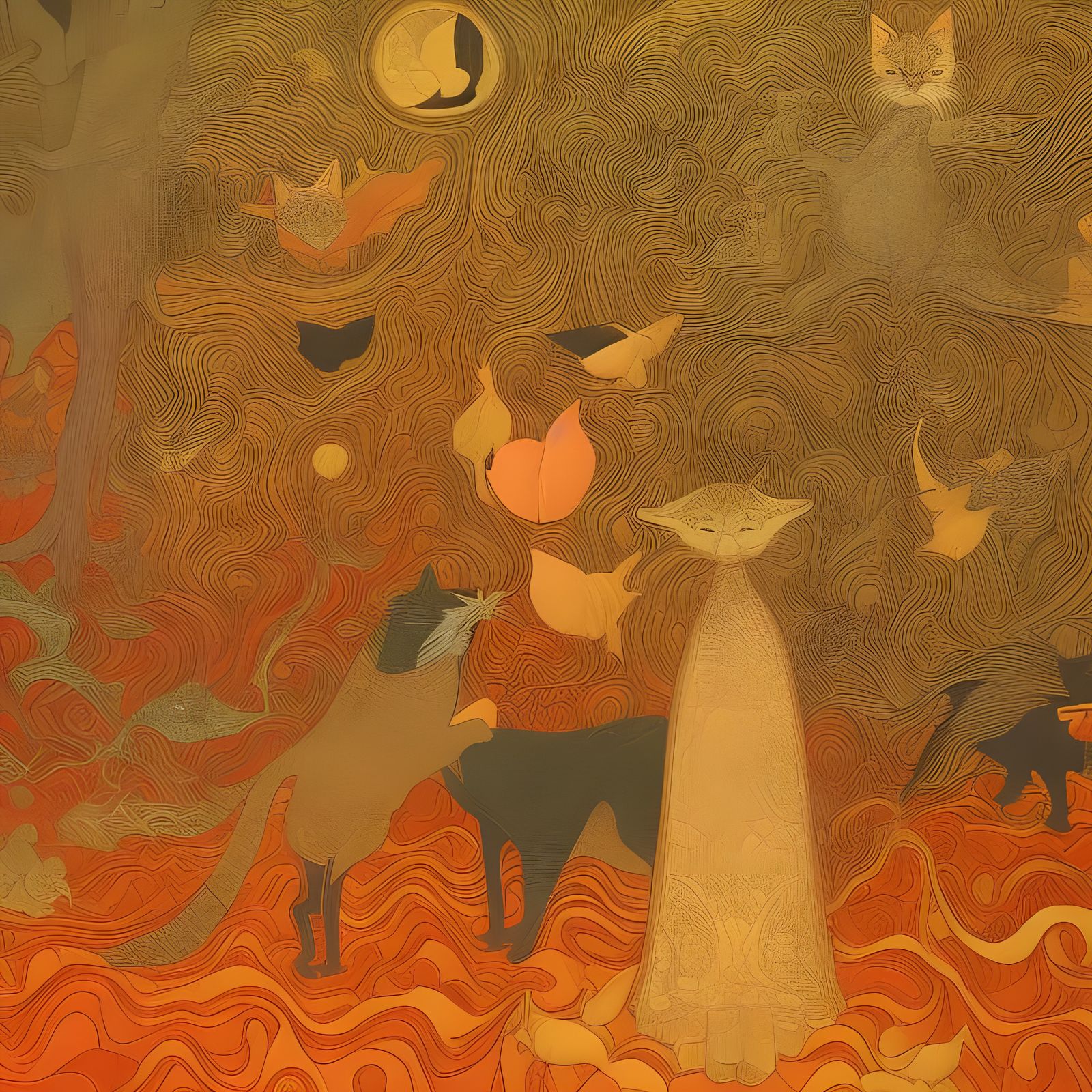 Dreamlike Whimsy on Antique Silk Embroidery