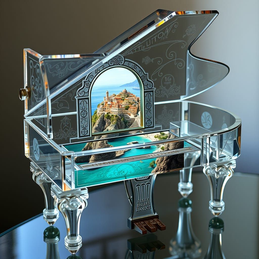 Crystal Pianoforte with Fantastical Village Portal