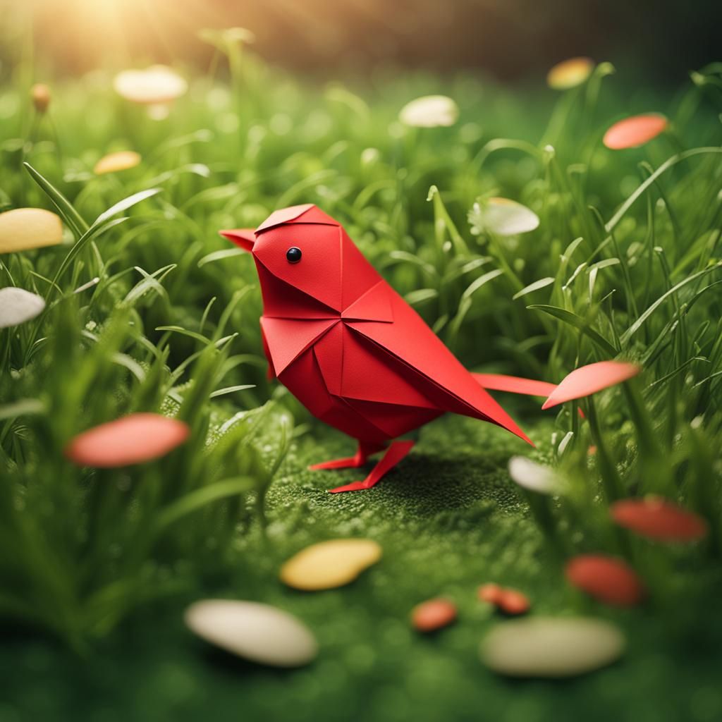 Whimsical Red Robin Discovers Worms in Fresh Green Grass