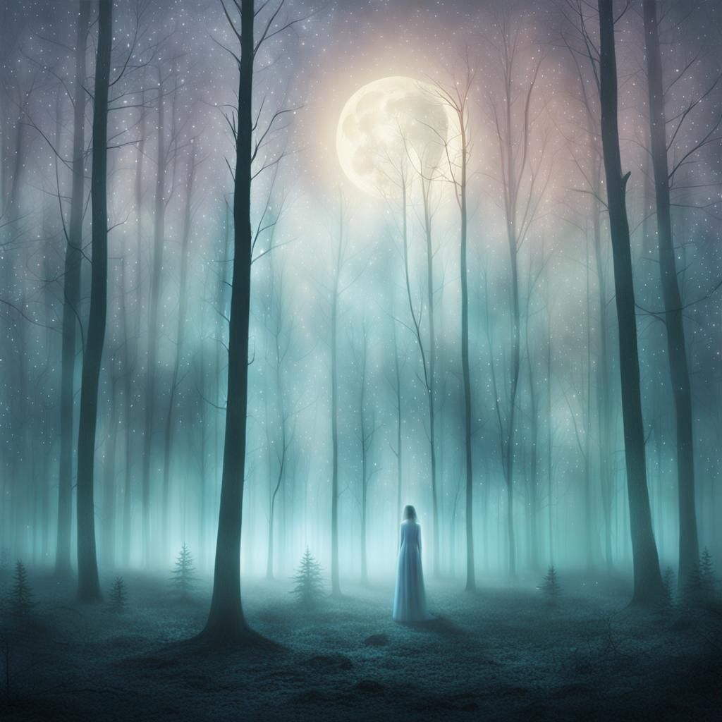Moonlit Whispers in a Dreamlike Woodland