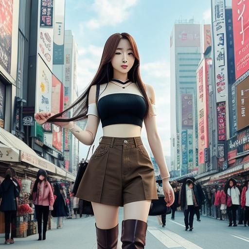 Korean Girl in Gangnam Rush Hour, Anime-Inspired Style