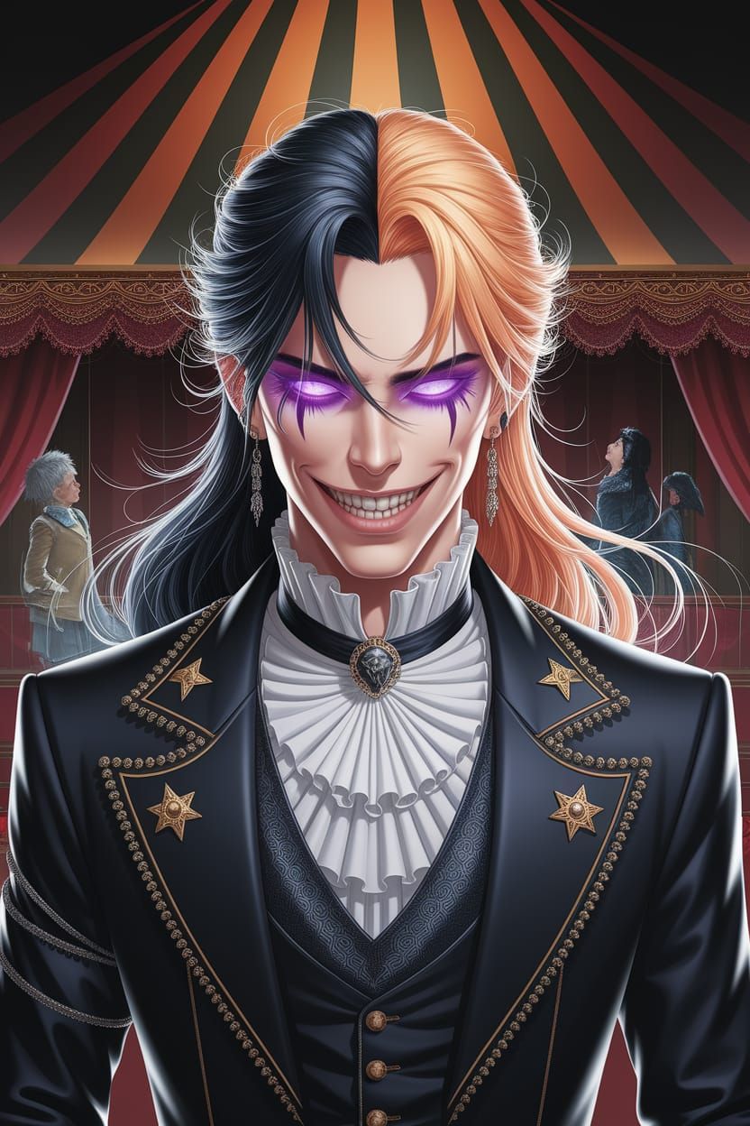 Mysterious Ringleader Unveiled in Dark Circus Setting