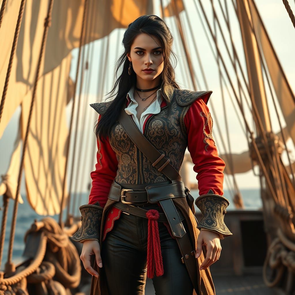 Female Ship Captain in 17th Century Musketeer Attire