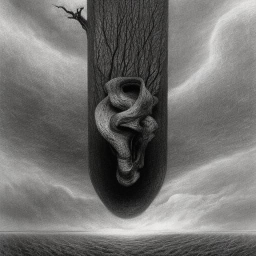 Dark Surreal Horror Scene Inspired by Beksiński