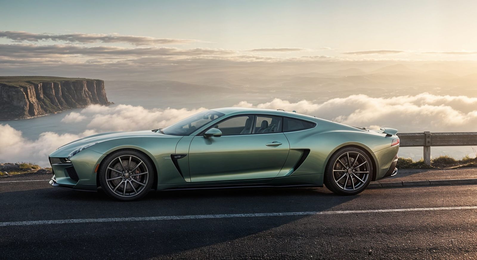 Aurora Grand Tourer on Cliffside Road in Photorealistic Styl...