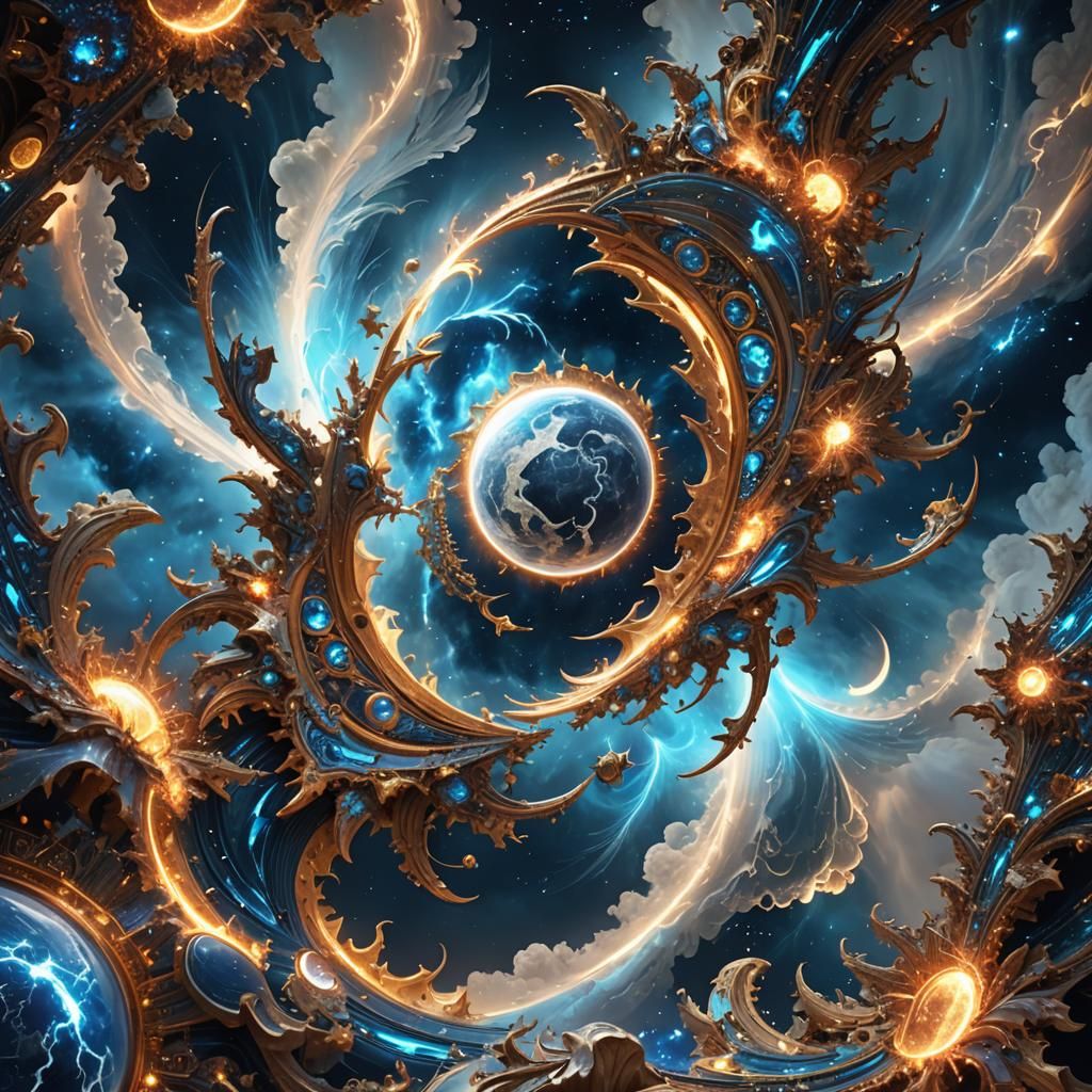 Cosmic Native American Landscape in Sci-Fi Style