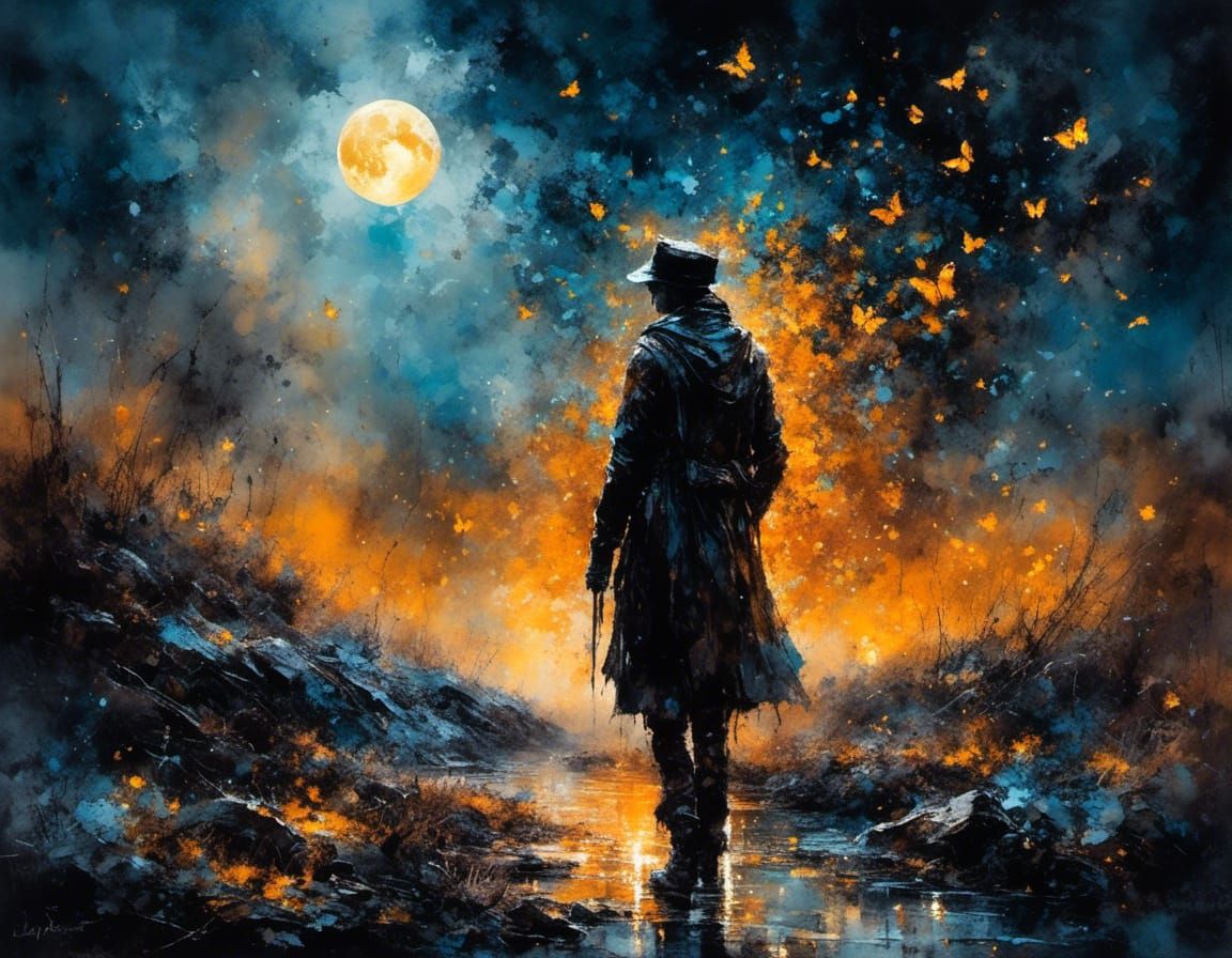 Impressionistic Forest Fire at Dusk