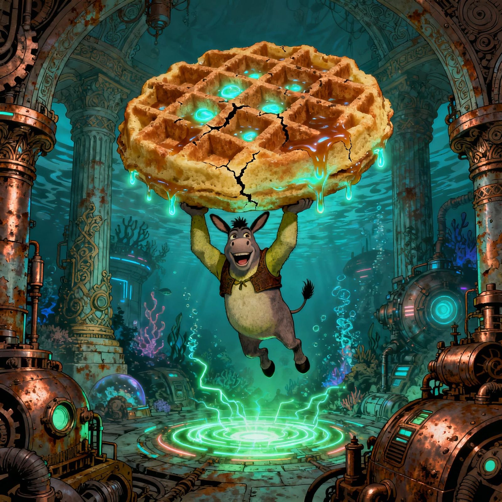 Donkey Lifts Weights in Steampunk Atlantis