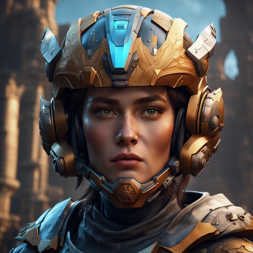 Cyberpunk Warrior Goddess in Vibrant Unreal Engine 5 Art