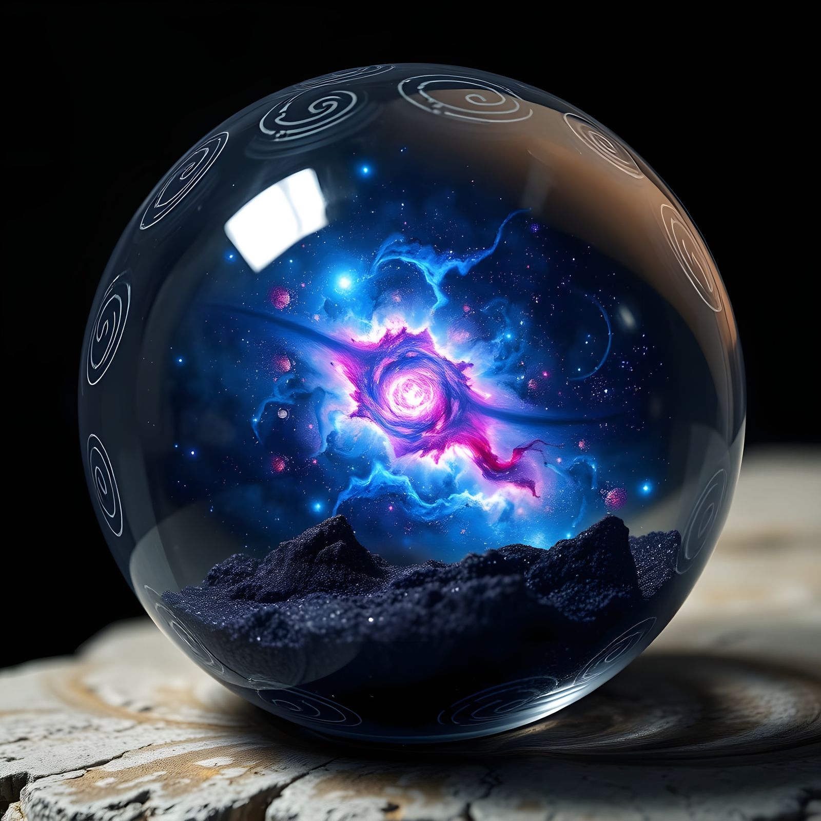 Galaxies Suspended in a Glass Orb