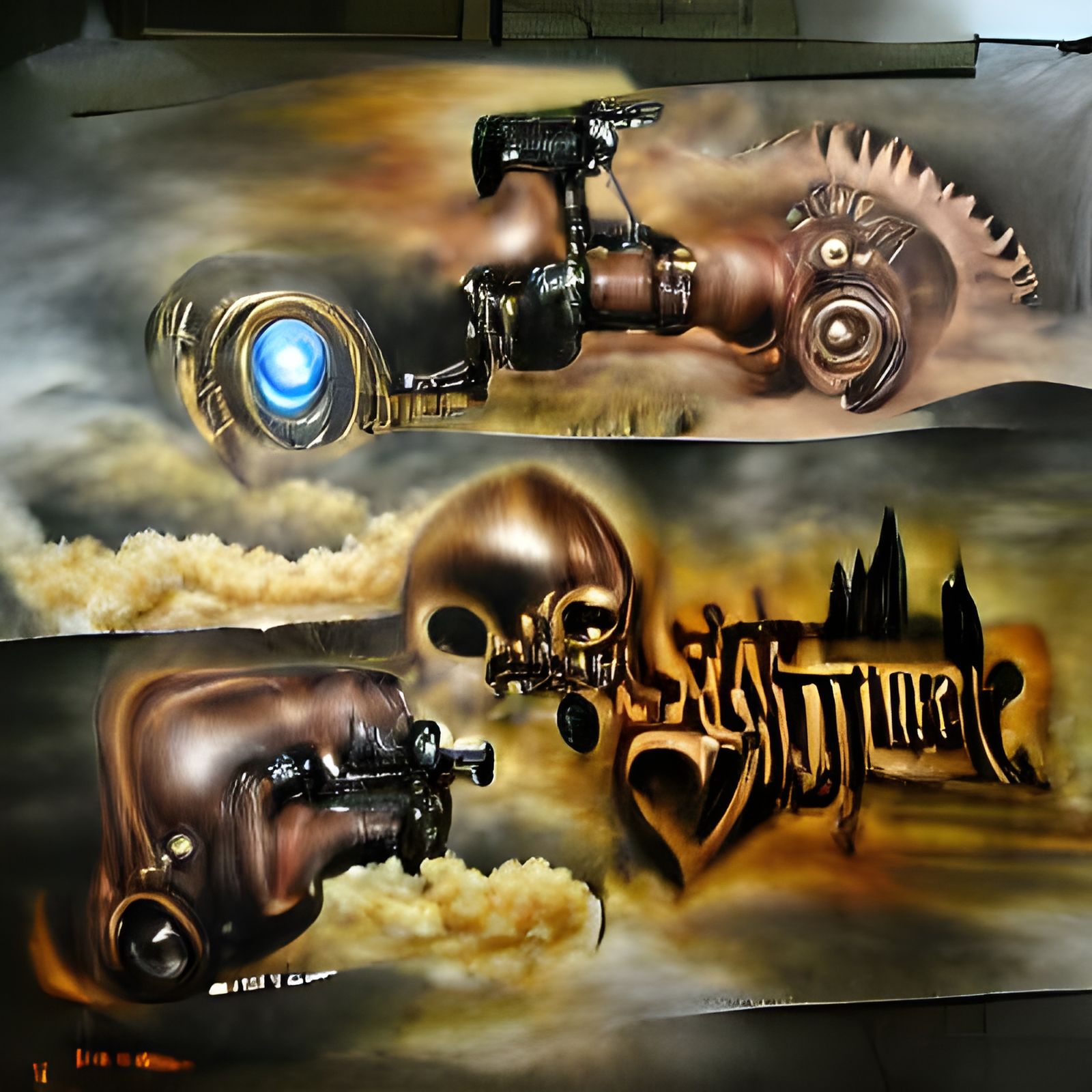 Steampunk Deathmatch of Soul and Matter in Vibrant Airbrush...
