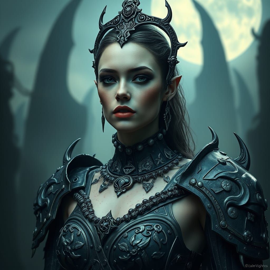 Gothic Goddess in Cyberpunk Armor