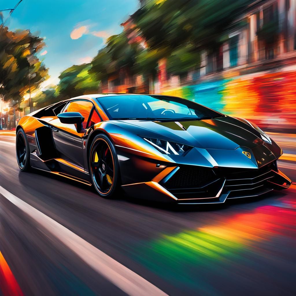 Hyperrealistic Lamborghini Sportscar Concept in Vibrant Colo...