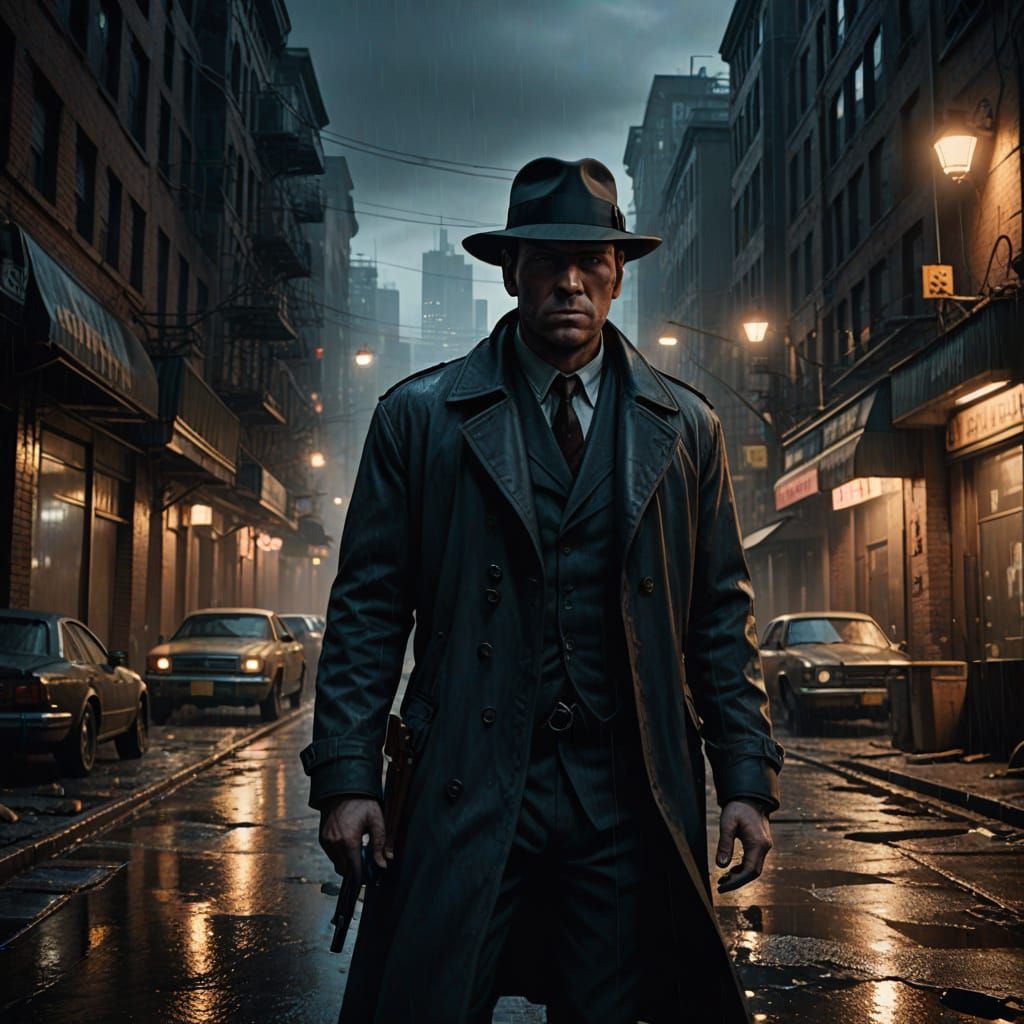 Ewan McGregor in Film Noir Alleyway, High Contrast, Moody Li...