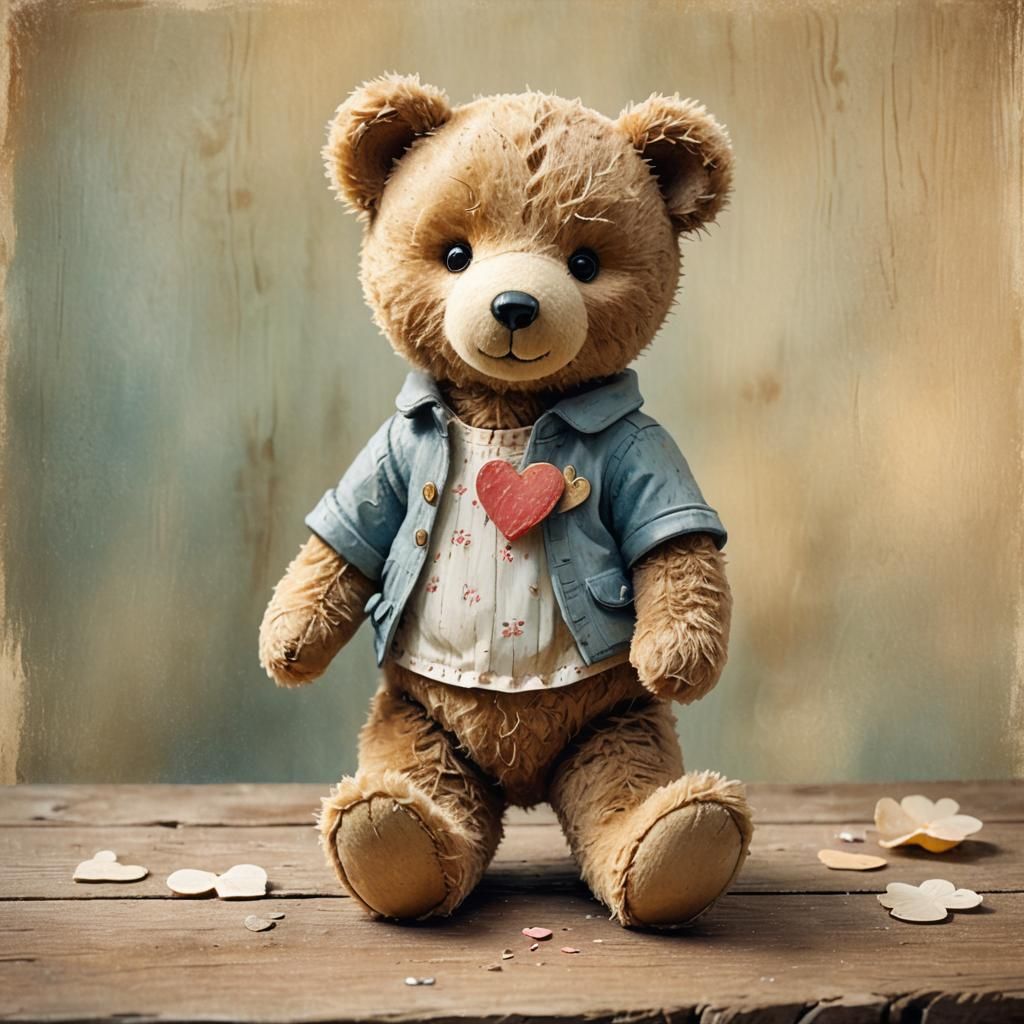 Whimsical Teddy Bear in Warm Watercolor Lighting