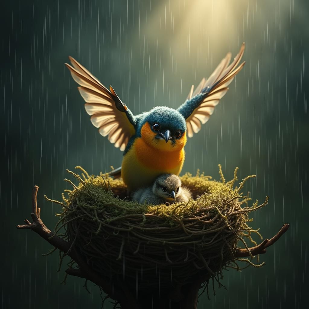 Maternal Instinct Shines Through in Hyperrealistic Nest Scen...